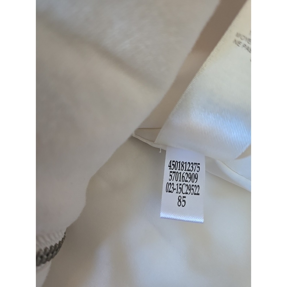 Chico's White Ponte Knit Suede Cuff Blazer Jacker Womens 1 Beige Brown Full Zip - Picture 15 of 16